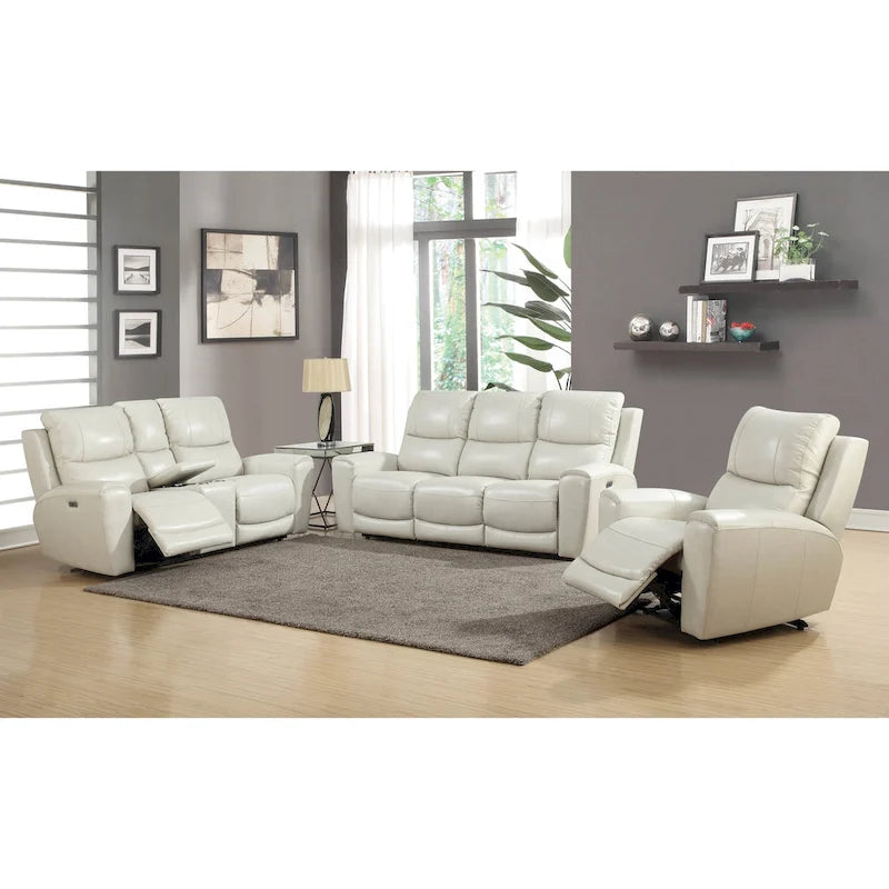 Copper Grove Fyti Top Grain Leather Power Reclining Loveseat with Storage Console