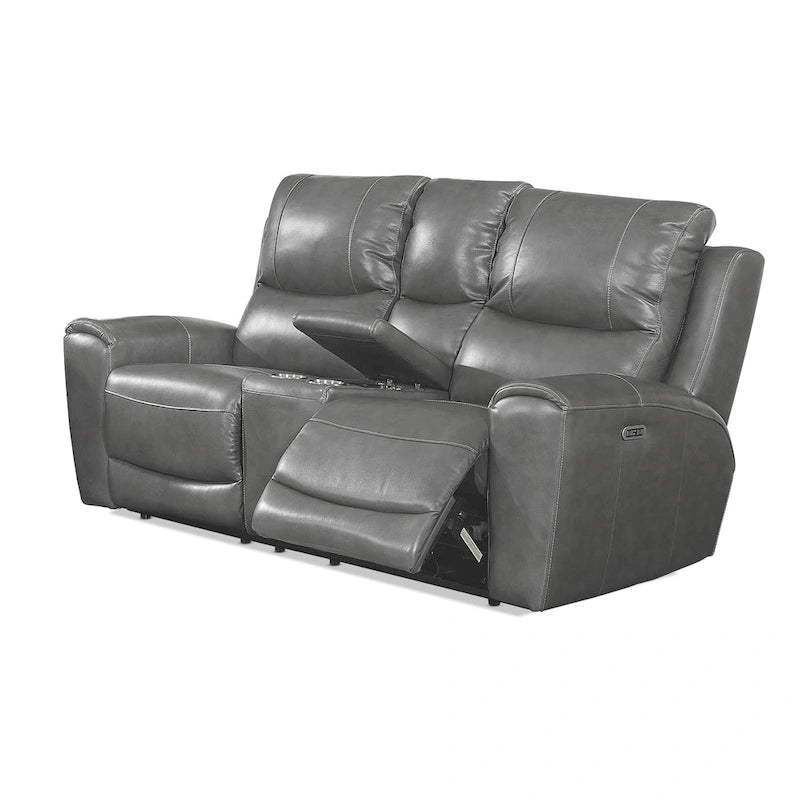 Copper Grove Fyti Top Grain Leather Power Reclining Loveseat with Storage Console