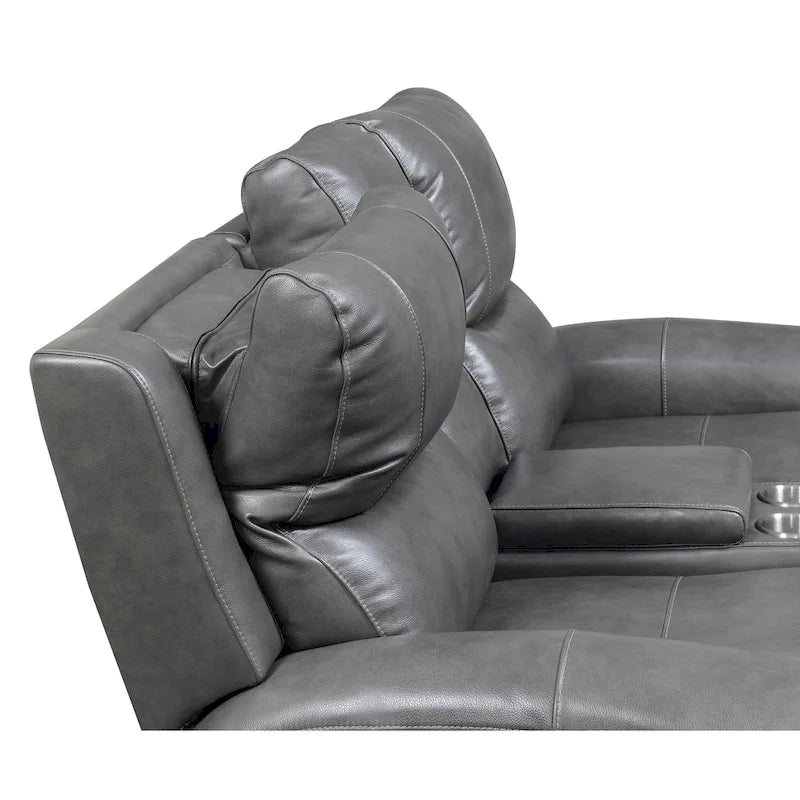 Copper Grove Fyti Top Grain Leather Power Reclining Loveseat with Storage Console