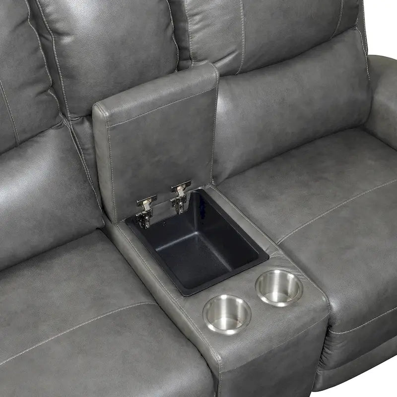 Copper Grove Fyti Top Grain Leather Power Reclining Loveseat with Storage Console