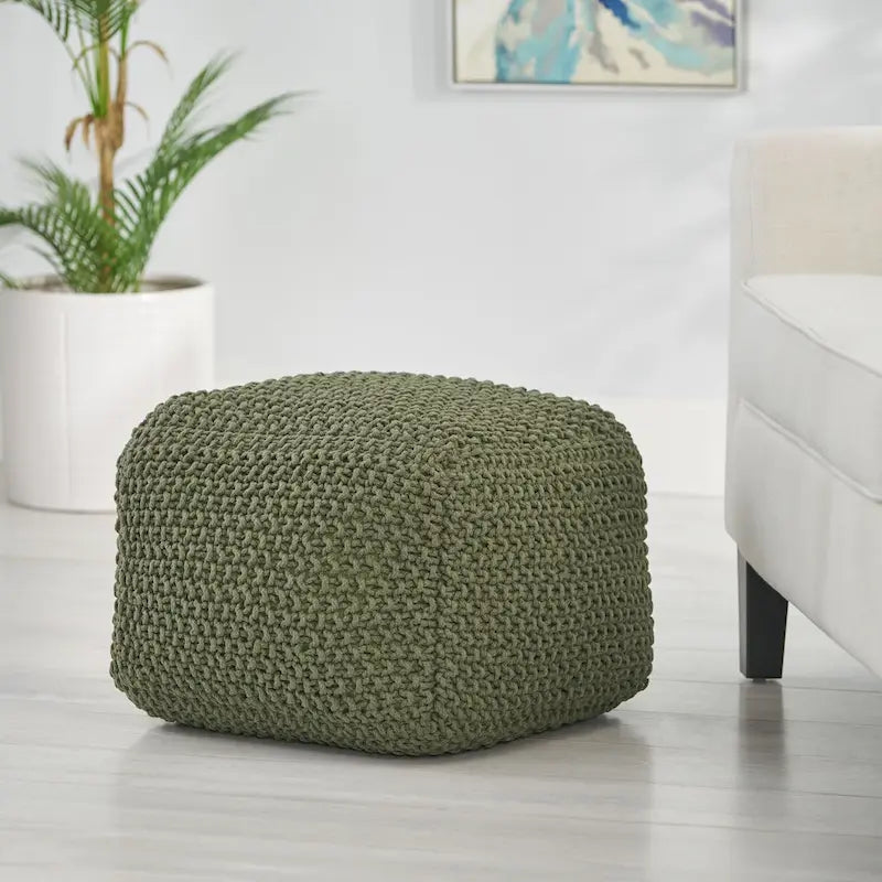 Pim Cotton Knit Square Pouf by Christopher Knight Home