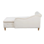 Chaise Lounge Indoor,Velvet Lounge Chair for Bedroom with Storage & Pillow,Modern Upholstered Rolled Arm Chase Lounge