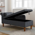 Chaise Lounge Indoor,Velvet Lounge Chair for Bedroom with Storage & Pillow,Modern Upholstered Rolled Arm Chase Lounge