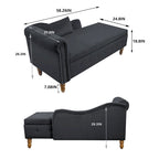 Chaise Lounge Indoor,Velvet Lounge Chair for Bedroom with Storage & Pillow,Modern Upholstered Rolled Arm Chase Lounge
