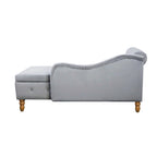 Chaise Lounge Indoor,Velvet Lounge Chair for Bedroom with Storage & Pillow,Modern Upholstered Rolled Arm Chase Lounge