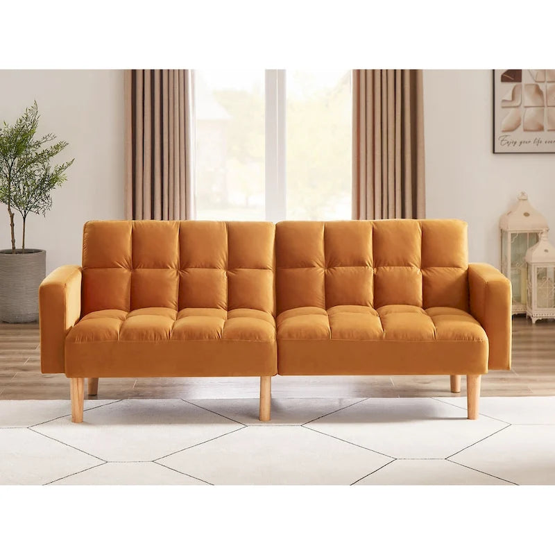 VANOMi 79.52W Modern Velvet Convertible Sofa For Guest Room Living Room