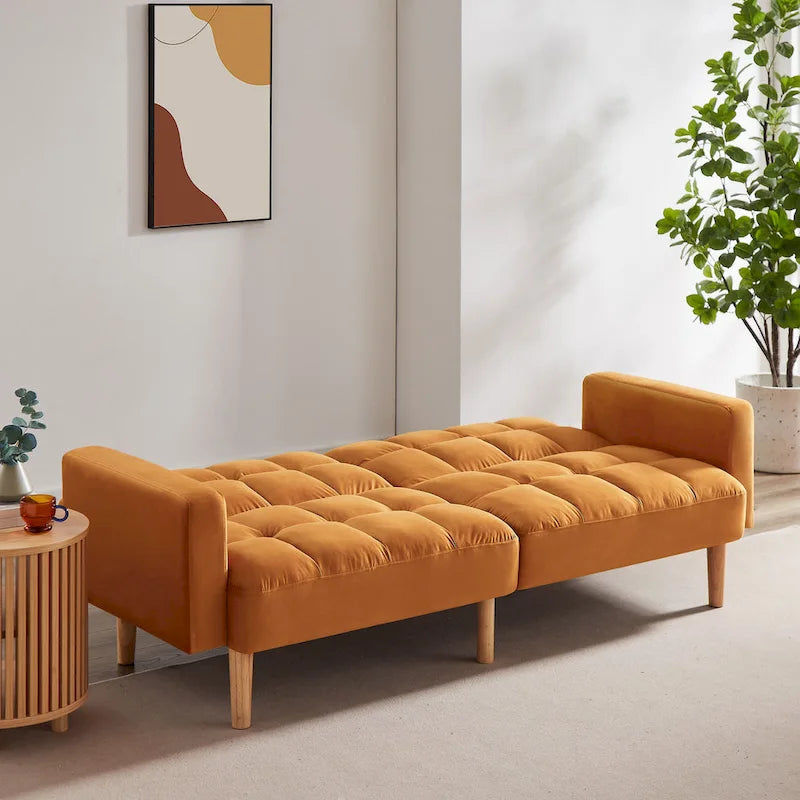 VANOMi 79.52W Modern Velvet Convertible Sofa For Guest Room Living Room