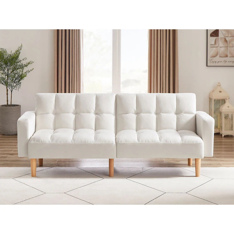 VANOMi 79.52W Modern Velvet Convertible Sofa For Guest Room Living Room