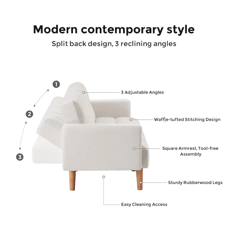 VANOMi 79.52W Modern Velvet Convertible Sofa For Guest Room Living Room