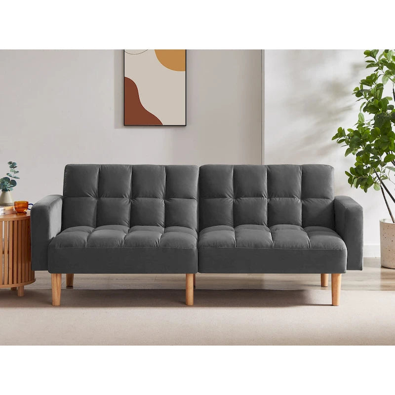VANOMi 79.52W Modern Velvet Convertible Sofa For Guest Room Living Room