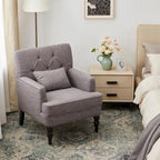 HUIMO Arm Chair Upholstered Button Tufted Accent Chair with Lumbar Pillow Beige/ Grey/ Light Blue/Brown