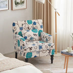 HUIMO Arm Chair Upholstered Button Tufted Accent Chair with Lumbar Pillow Beige/ Grey/ Light Blue/Brown