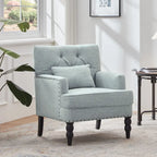 HUIMO Arm Chair Upholstered Button Tufted Accent Chair with Lumbar Pillow Beige/ Grey/ Light Blue/Brown
