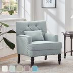 HUIMO Arm Chair Upholstered Button Tufted Accent Chair with Lumbar Pillow Beige/ Grey/ Light Blue/Brown
