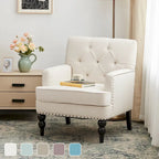 HUIMO Arm Chair Upholstered Button Tufted Accent Chair with Lumbar Pillow Beige/ Grey/ Light Blue/Brown