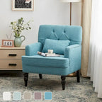 HUIMO Arm Chair Upholstered Button Tufted Accent Chair with Lumbar Pillow Beige/ Grey/ Light Blue/Brown