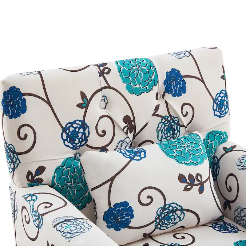 HUIMO Arm Chair Upholstered Button Tufted Accent Chair with Lumbar Pillow Beige/ Grey/ Light Blue/Brown