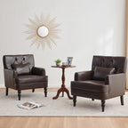 HUIMO Arm Chair Upholstered Button Tufted Accent Chair with Lumbar Pillow Beige/ Grey/ Light Blue/Brown