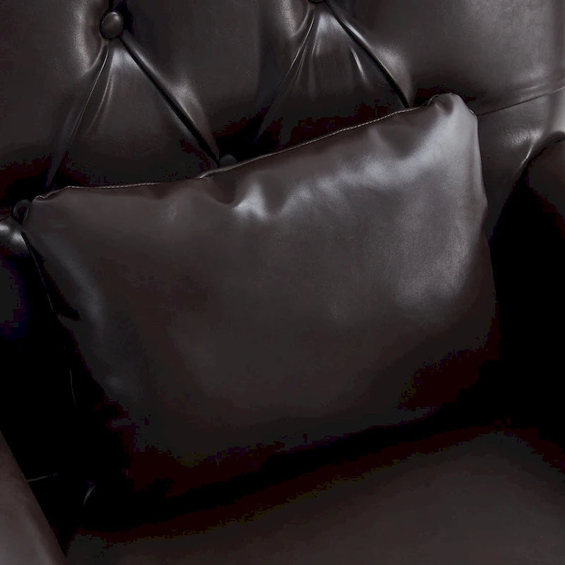 HUIMO Arm Chair Upholstered Button Tufted Accent Chair with Lumbar Pillow Beige/ Grey/ Light Blue/Brown