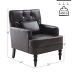 HUIMO Arm Chair Upholstered Button Tufted Accent Chair with Lumbar Pillow Beige/ Grey/ Light Blue/Brown