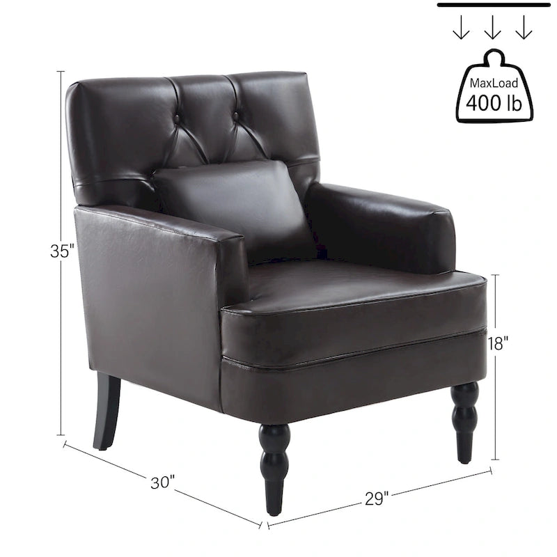 HUIMO Arm Chair Upholstered Button Tufted Accent Chair with Lumbar Pillow Beige/ Grey/ Light Blue/Brown