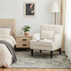 HUIMO Arm Chair Upholstered Button Tufted Accent Chair with Lumbar Pillow Beige/ Grey/ Light Blue/Brown