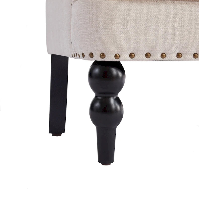 HUIMO Arm Chair Upholstered Button Tufted Accent Chair with Lumbar Pillow Beige/ Grey/ Light Blue/Brown