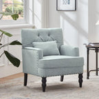 HUIMO Arm Chair Upholstered Button Tufted Accent Chair with Lumbar Pillow Beige/ Grey/ Light Blue/Brown