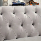 Gito Transitional Velvet Upholstered Tufted Back Sectional by Furniture of America