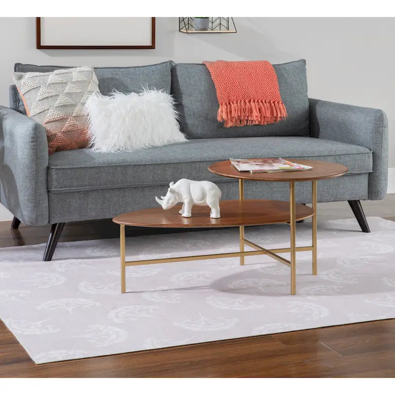 Branson 2-tier Mid-Century Oval Coffee Table