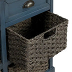 28 Wood 2 Drawers Storage Cabinet with 4 Rattan Basket