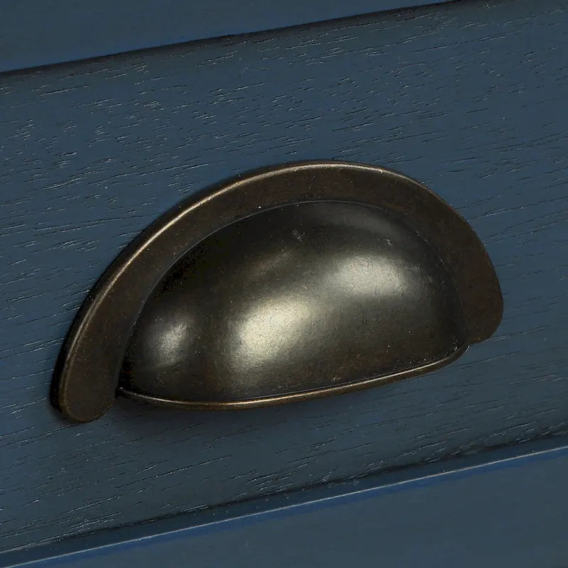 28 Wood 2 Drawers Storage Cabinet with 4 Rattan Basket