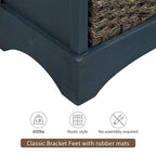 28 Wood 2 Drawers Storage Cabinet with 4 Rattan Basket