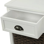 28 Wood 2 Drawers Storage Cabinet with 4 Rattan Basket