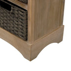 28 Wood 2 Drawers Storage Cabinet with 4 Rattan Basket