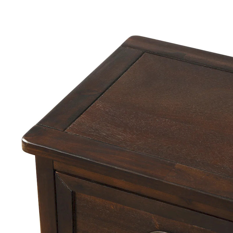 28 Wood 2 Drawers Storage Cabinet with 4 Rattan Basket