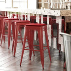 Indoor/Outdoor Backless Bar Stool with Poly Resin Seat