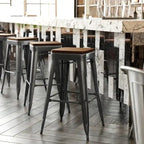 Indoor/Outdoor Backless Bar Stool with Poly Resin Seat