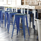 Indoor/Outdoor Backless Bar Stool with Poly Resin Seat