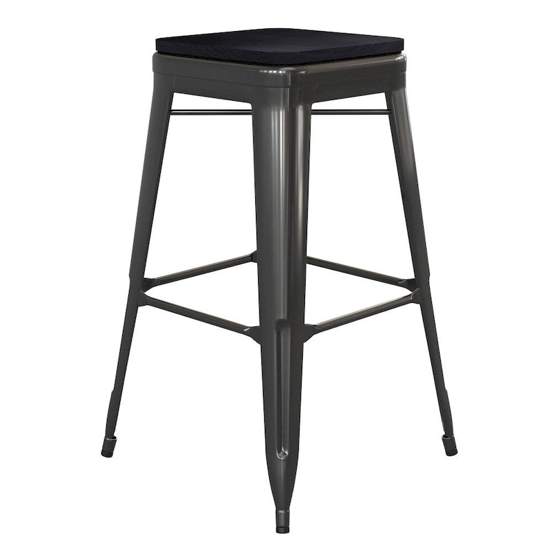 Indoor/Outdoor Backless Bar Stool with Poly Resin Seat