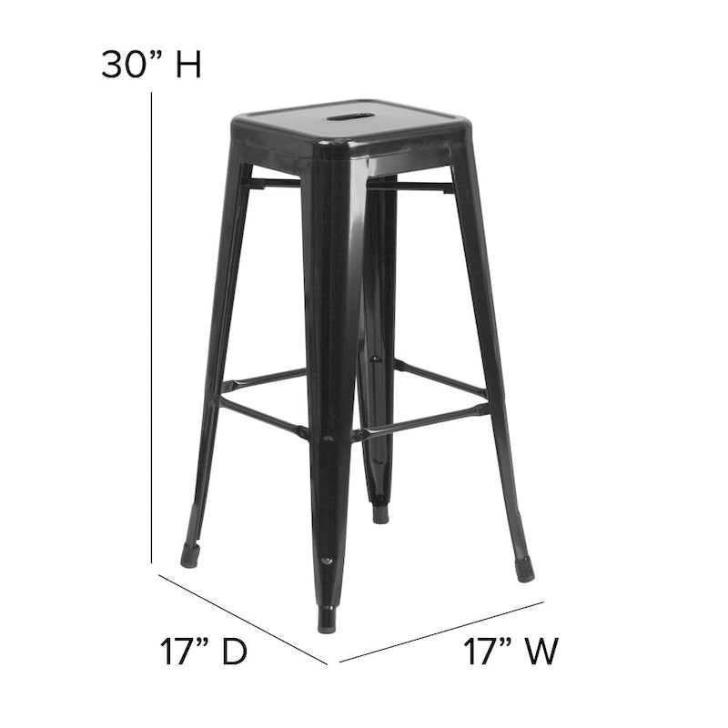 Indoor/Outdoor Backless Bar Stool with Poly Resin Seat