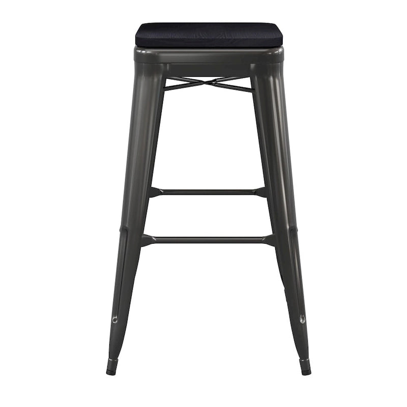 Indoor/Outdoor Backless Bar Stool with Poly Resin Seat