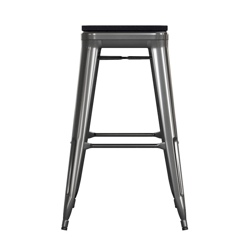 Indoor/Outdoor Backless Bar Stool with Poly Resin Seat
