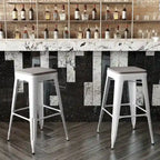 Indoor/Outdoor Backless Bar Stool with Poly Resin Seat
