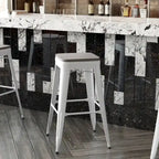 Indoor/Outdoor Backless Bar Stool with Poly Resin Seat