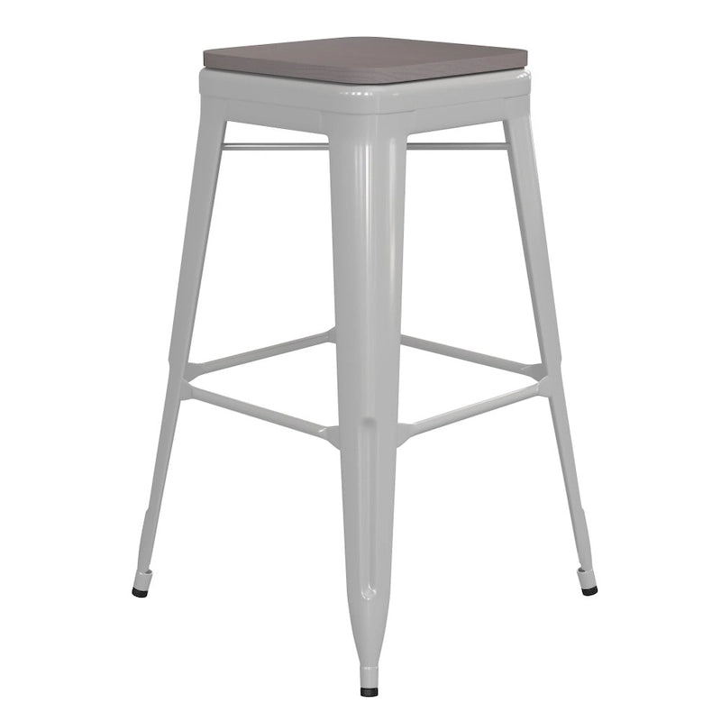 Indoor/Outdoor Backless Bar Stool with Poly Resin Seat