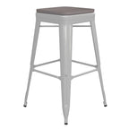 Indoor/Outdoor Backless Bar Stool with Poly Resin Seat