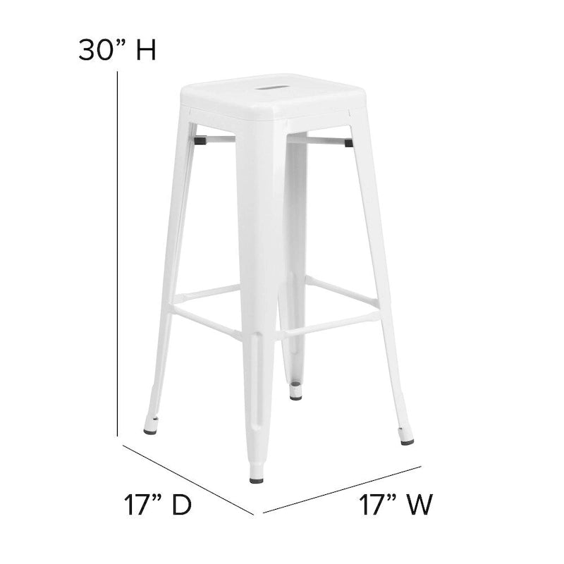Indoor/Outdoor Backless Bar Stool with Poly Resin Seat