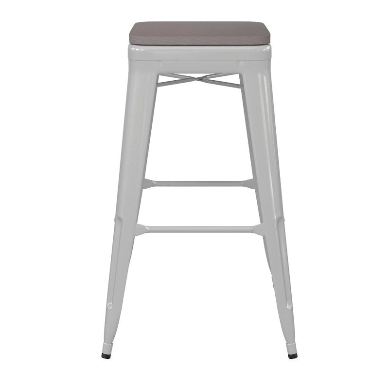 Indoor/Outdoor Backless Bar Stool with Poly Resin Seat