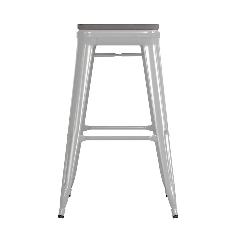 Indoor/Outdoor Backless Bar Stool with Poly Resin Seat